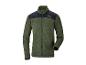 Veste polaire verte avec empiècements noirs aux épaules et col montant.