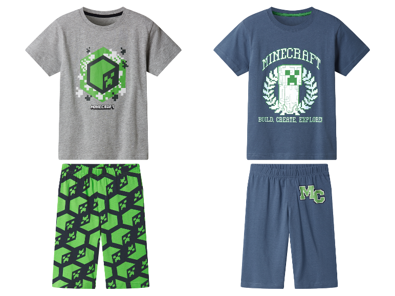 Pyjama Minecraft pour enfant avec t-shirt et short.