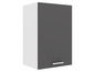 Une armoire de cuisine grise avec un côté blanc.