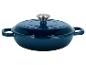 Cocotte en fonte émaillée bleu foncé avec couvercle et bouton argenté