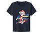 T-shirt enfant bleu marine avec imprimé chien de dessin animé et rayures colorées