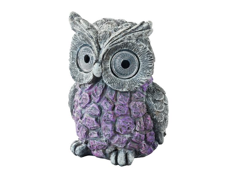 Figurine décorative de hibou avec ventre violet et yeux solaires
