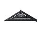 Une règle triangulaire noire avec des marques de centimètres et de degrés pour la menuiserie.