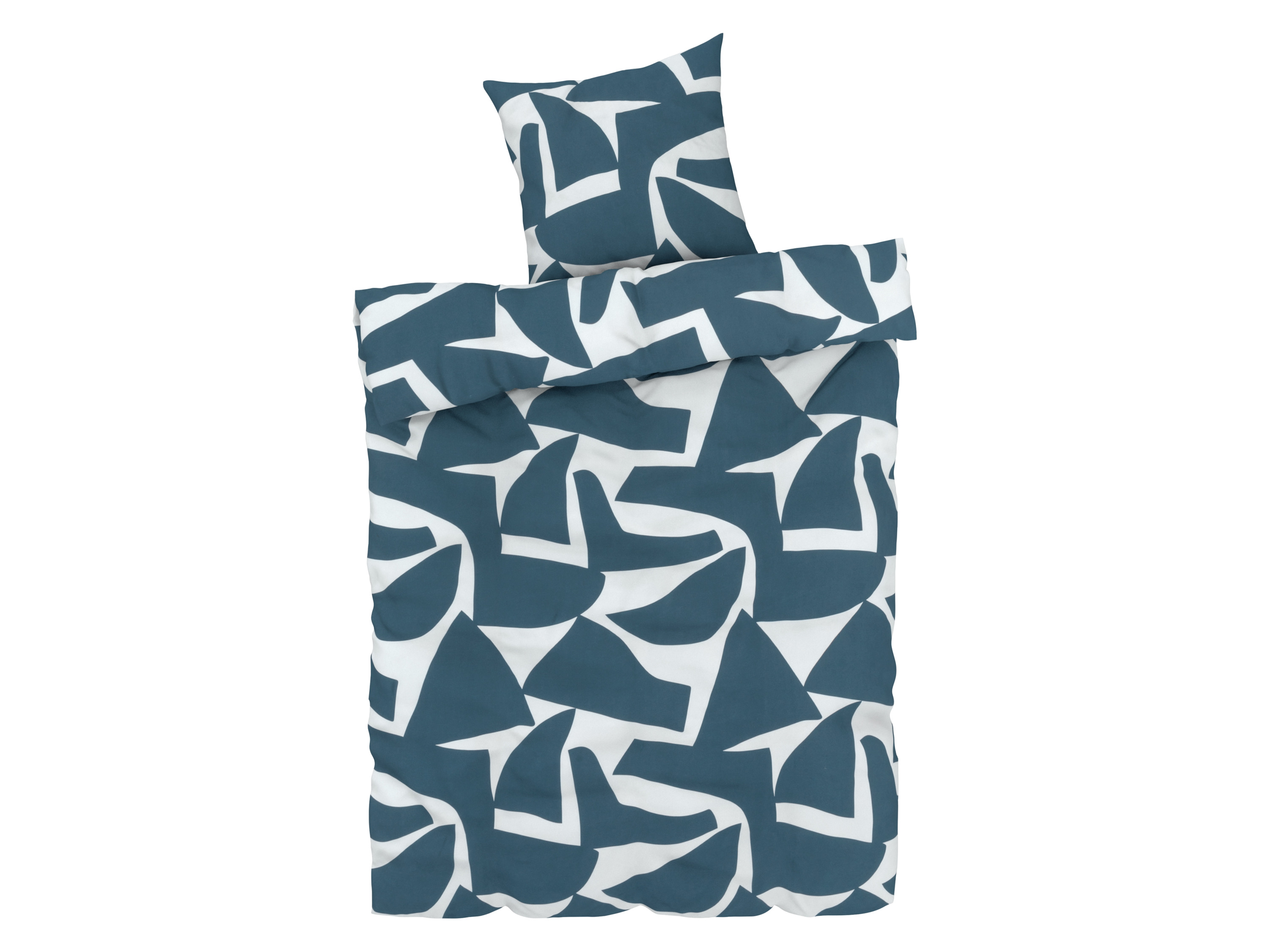 LIVARNO home Parure de lit en satin microfibre, 140 x 200 cm (bleu foncé)