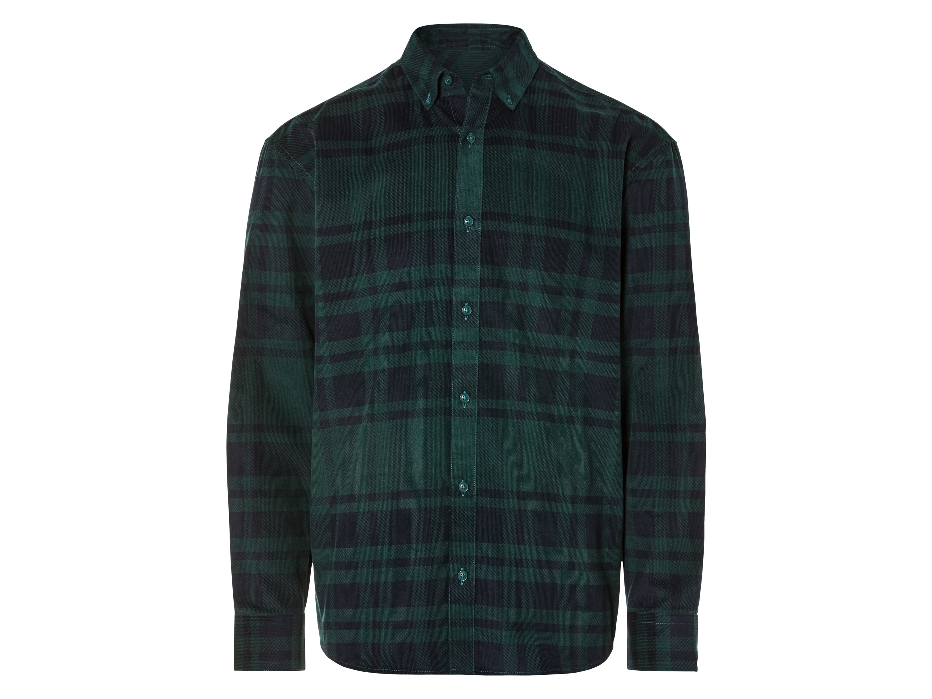 LIVERGY® Chemise en velours côtelé homme (M(39/40), vert/bleu foncé)