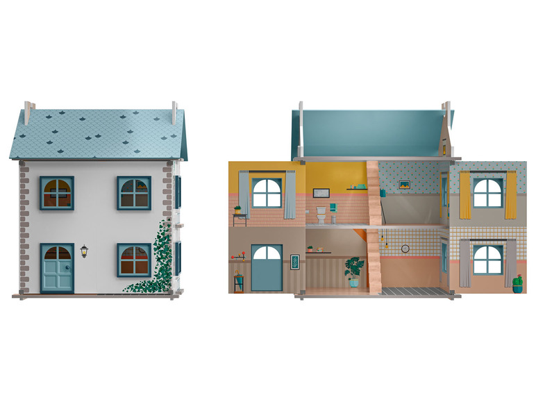 Aller en mode plein écran : Playtive Maison de poupée en bois Cabinet, trois étages - Image 9