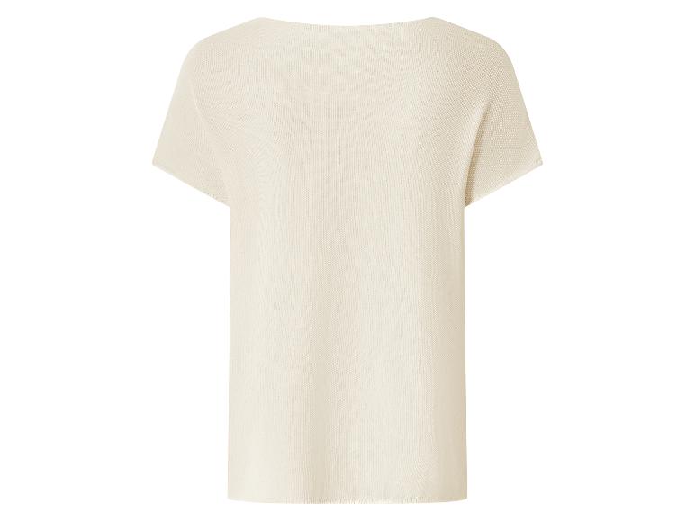 Haut tricoté à manches courtes crème pour femme