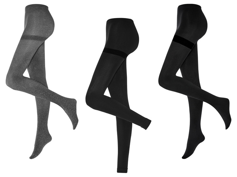 Collants noirs et gris avec un léger effet brillant.