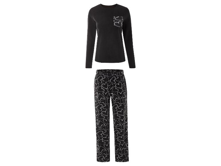 Pyjama noir à manches longues avec pantalon à motif de cœurs.