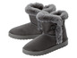 Deux paires de bottes grises en fourrure.
