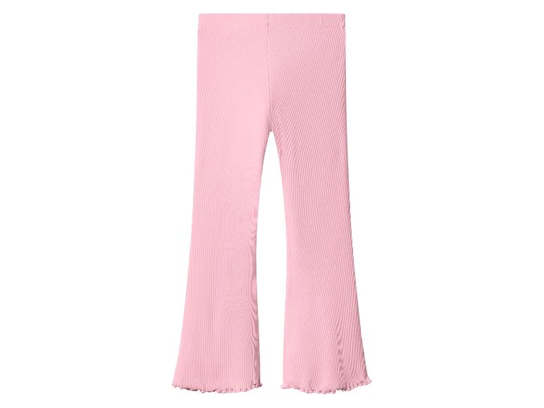 Legging évasé côtelé rose avec ourlet volanté