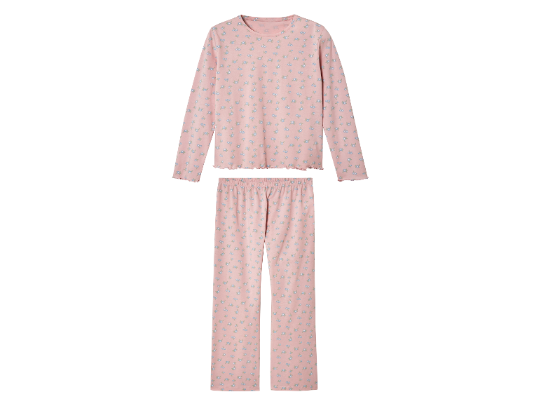Pyjama fille rose clair à motif floral.
