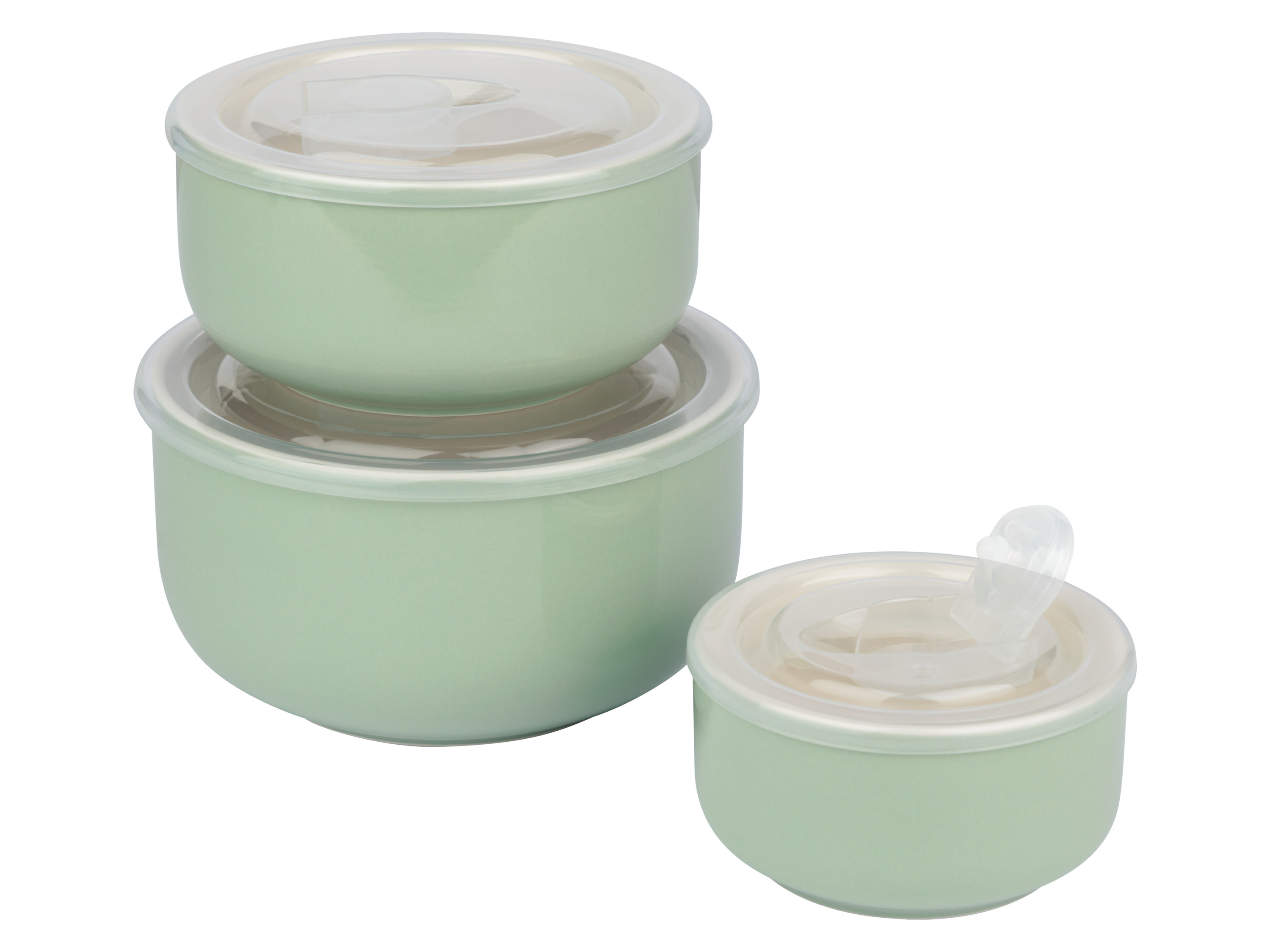 LIVARNO home Set de 3 bols en porcelaine (vert menthe)