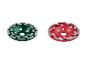 Deux disques diamantés pour le ponçage, un vert et un rouge.