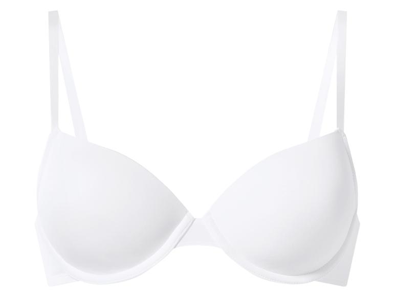 Soutien-gorge blanc à armatures sur fond blanc.