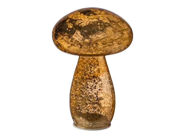 Lampe en forme de champignon dorée à la finition antique.