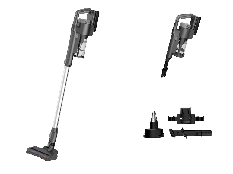 Aspirateur balai sans fil 2-en-1 GRUNDIG VCP 3630 L avec accessoires.