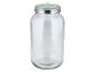 Bocal en verre transparent avec couvercle métallique et insert vert pour la germination.