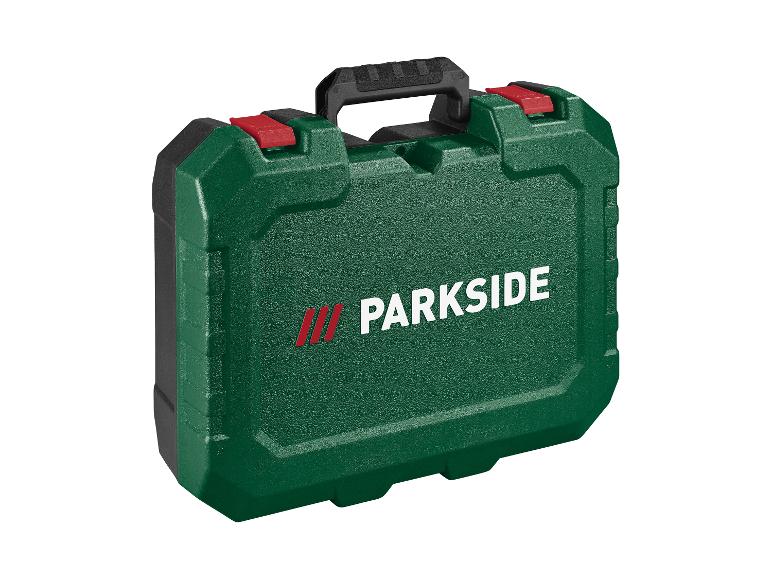 Boîte à outils Parkside verte avec poignée.