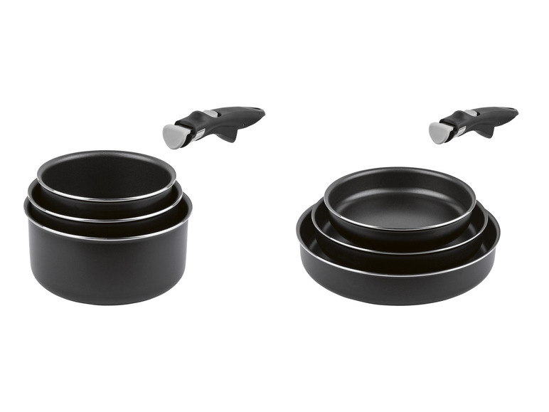 Aller en mode plein écran : ERNESTO® Lot de 3 casseroles ou lot de 3 poêles avec manche amovible - Image 1