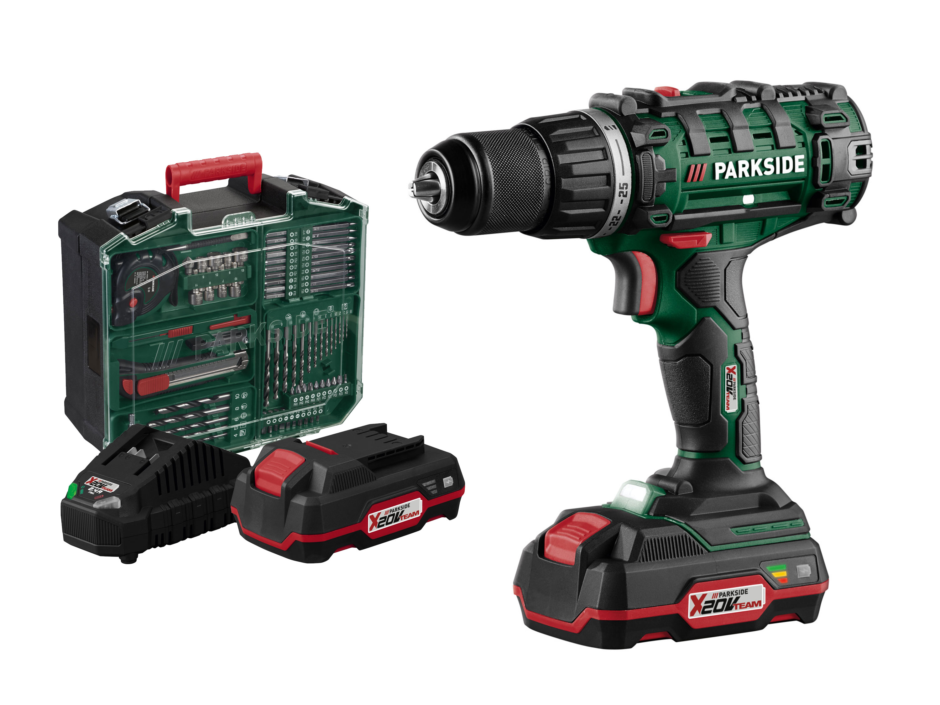 PARKSIDE® Perceuse-visseuse sans fil et accessoires PABS 20-Li G8, 20 V