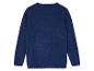 Un pull bleu marine à manches longues en tricot.