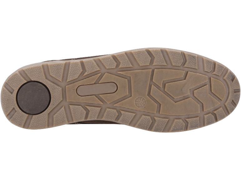 Gros plan d'une semelle de chaussure avec motif texturé et indications de taille (US 8, UK 7.5, EUR 41).