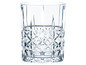 Un verre à whisky en verre clair avec un design gravé.