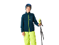 Garçon en tenue de ski avec bâtons de ski