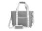 Sac isotherme gris avec sangles blanches et poche avant