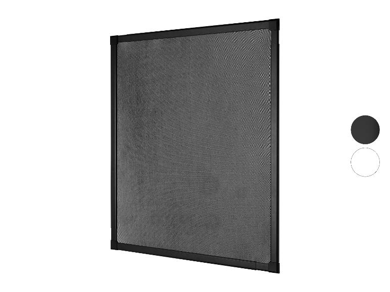 Moustiquaire noire à mailles fines, présentée en angle, avec options de couleur.