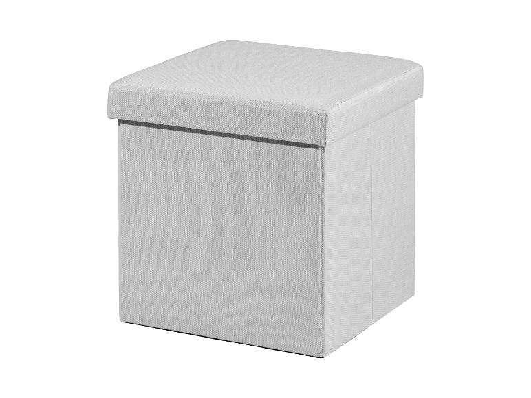Pouf coffre gris clair, élégant et fonctionnel.