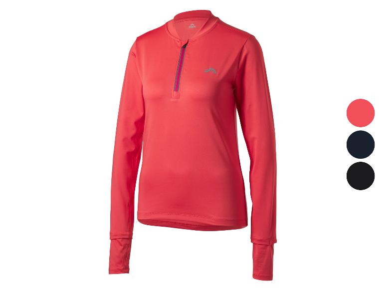 Haut de sport Crivit à manches longues pour femme, couleur corail, avec fermeture éclair et logo