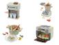 Appareils de cuisine en bois pour enfants: cafetière, mixeur, casserole et four.