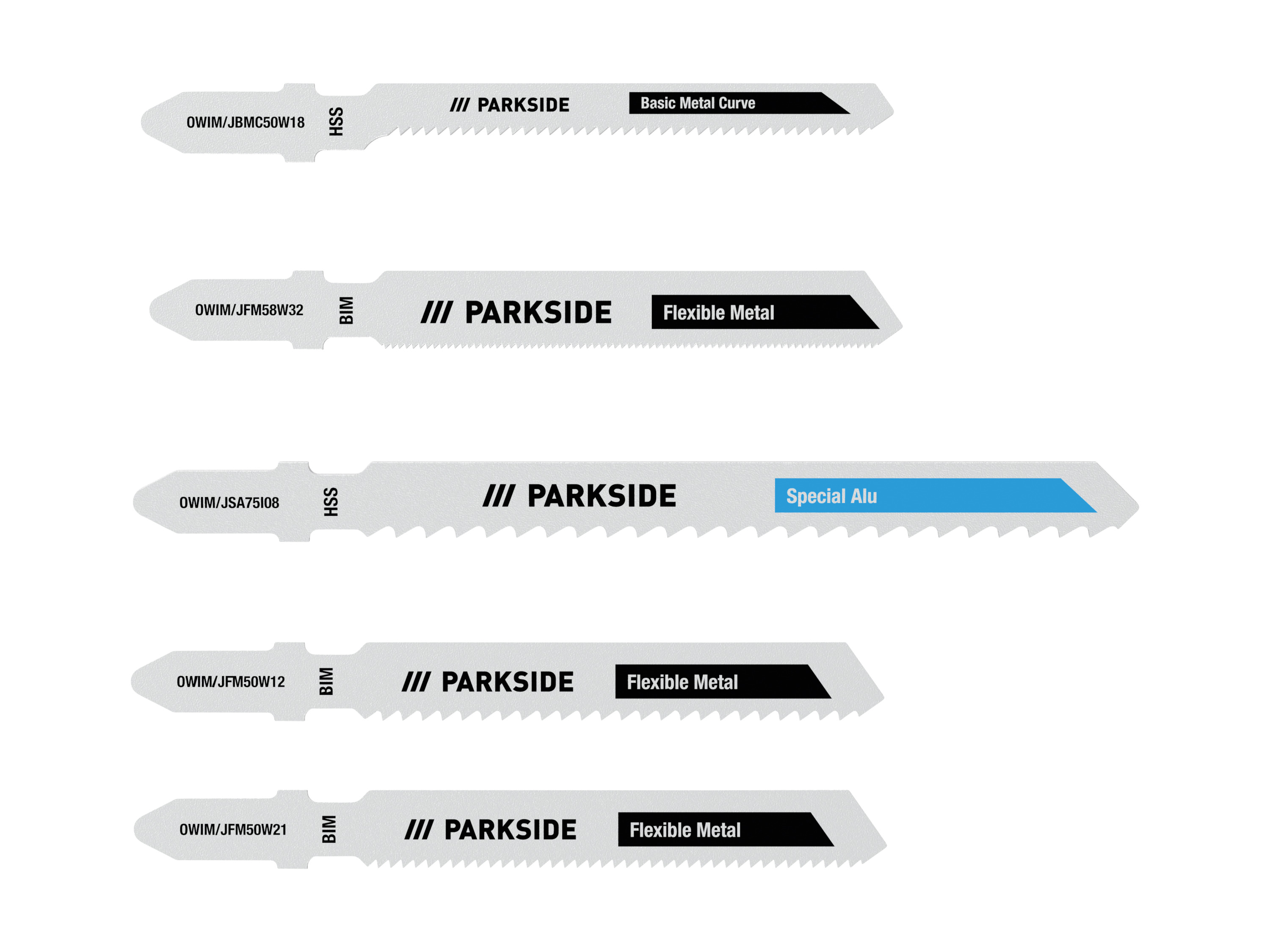 PARKSIDE® Jeu de lames de scie sabre, 5 pièces (pour métal)