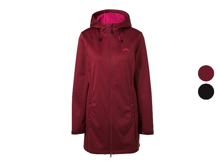 Veste softshell longue pour femme en rouge foncé avec doublure de capuche rose