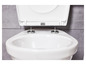 Un abattant de toilettes blanc avec fermeture douce.