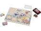 Puzzle en bois sur le thème de la ville avec véhicules, incluant tampons et encreur.