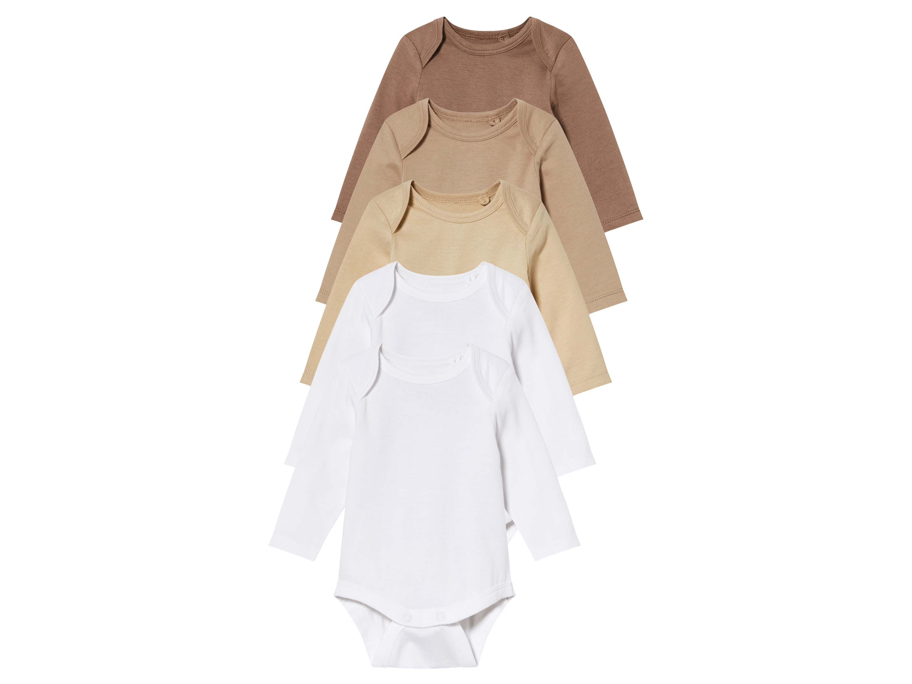 lupilu® Lot de 5 bodies bébé (12-24 mois, blanc/beige/beige foncé)