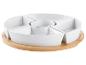 Ensemble de bols en porcelaine blanche avec base en bambou