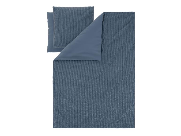 Parure de lit bleue texturée à rayures avec housse de couette et taies d'oreiller