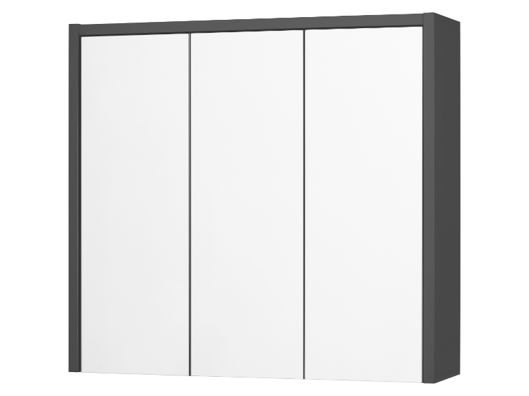 Armoire à trois portes avec cadre gris.