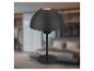 Lampe de table noire avec abat-jour en forme de dôme sur une base ronde.