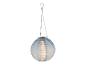 Lanterne solaire bleue suspendue, style papier, éclairage extérieur.