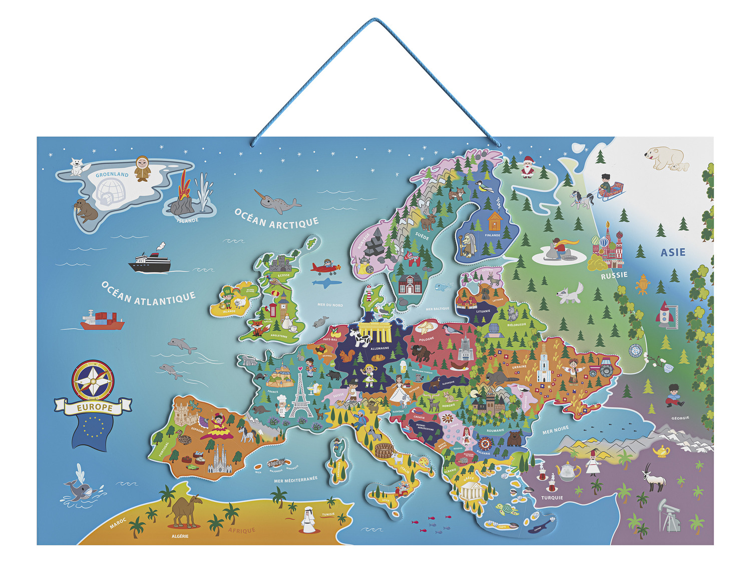 Playtive Carte du monde ou d'Europe magnétique