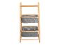 Étagère en bambou avec deux paniers en tissu gris et une étagère supérieure