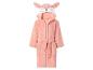 Peignoir enfant rose avec capuche en forme de renard.