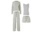Pyjama : sweat-shirt, top, pantalon et short à motifs floraux.