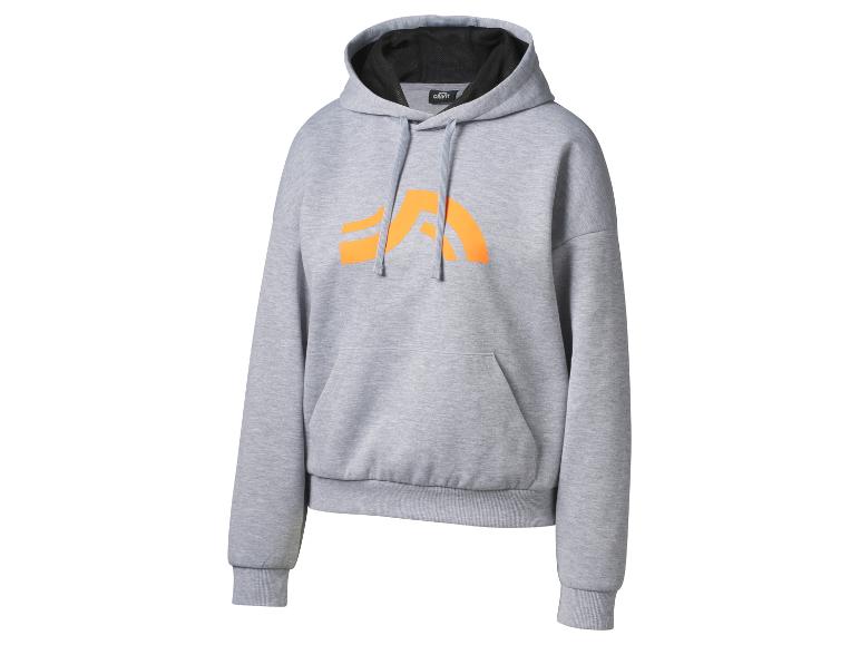 Sweat à capuche Crivit gris avec logo orange et doublure de capuche noire