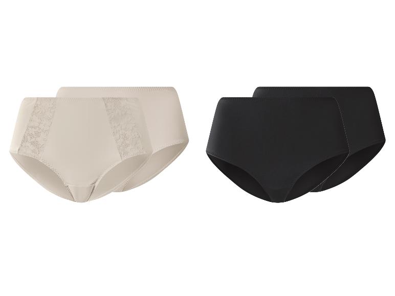 Deux paires de culottes taille haute pour femme : beiges avec dentelle et noires